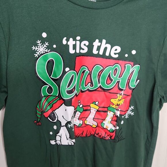 Peanuts hybrid apparel tissue the season Snoopy forest green men's size M - Picture 2 of 3